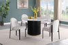 Kort & Co. Capri Round Dining Table with Marble-Look Top & Gold Accent, 47"W Round - Black & White | Table de salle à manger ronde Capri de Kort & Co. de 47 po (L) avec dessus en imitation de marbre et touches dorées - noire et blanche