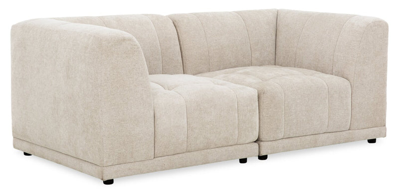Kort & Co. Oaklyn Modular 77\" Fabric Loveseat with Tufted Seat Cushions - Beige