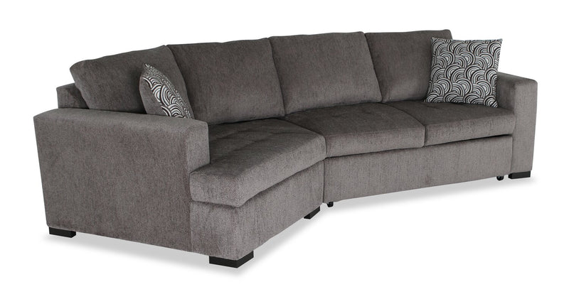 Made in Canada Legend 2-Piece Left-Facing Chenille Fabric Cuddler Sleeper Sectional - Pewter Brown