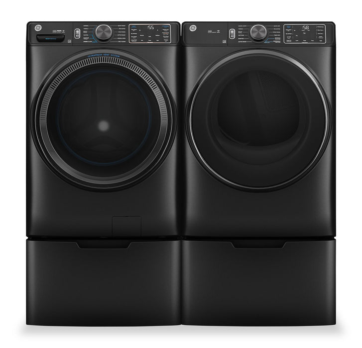 GE 5.8 Cu. Ft. Front-Load Washer and 7.8 Cu. Ft. Electric Dryer with Steam and Built-In Wi-Fi
