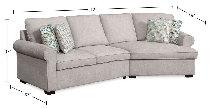 Scott Living Haven 2-Piece Right-Facing Chenille Fabric Cuddler Sectional - Grey