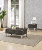 London 42" Industrial Coffee Table – Grey Wood Finish and Silvery Metal Legs | Table à café industrielle London de 42 po - fini en bois gris et pattes en métal argenté  | LONDOCTB