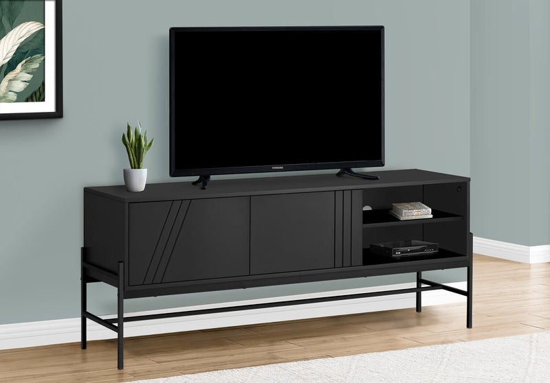 Jae 59\" Modern TV Stand with Storage and Cable Management for TVs up to 65\"- Black