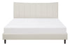 Paseo Platform Bed in Taupe Vegan-Leather Fabric - King Size | Lit plateforme rembourré Paseo en tissu de cuir végétalien taupe - format très grand lit