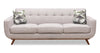 Kort & Co. Freeman 88" Linen-Look Fabric Sofa with Wood Base and Tufted Back Cushions - Dove White | Sofa Freeman Kort & Co. de 88 po en tissu d’apparence lin avec pattes en bois et coussins de dossier capitonnés - blanc colombe