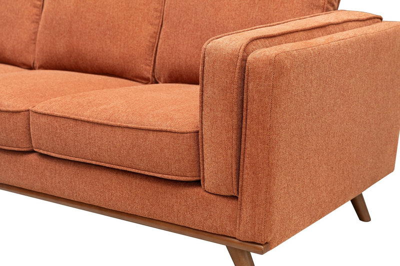 Kort & Co. Kassia 2-Piece Linen-Look Fabric Sectional with Wood Base and Legs - Orange