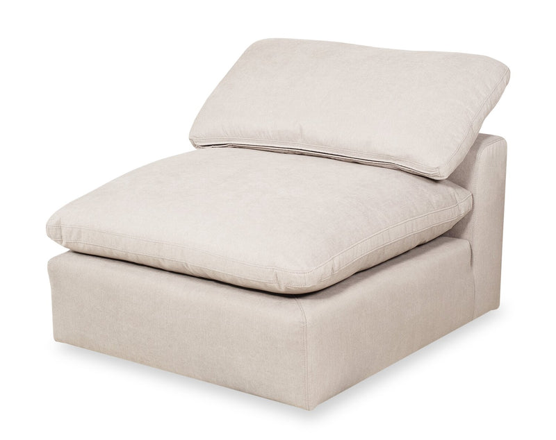 Eclipse Modular 4-Piece Linen-Look Fabric Sectional with Ottoman and Reversible Feather Down Cushions - Linen White
