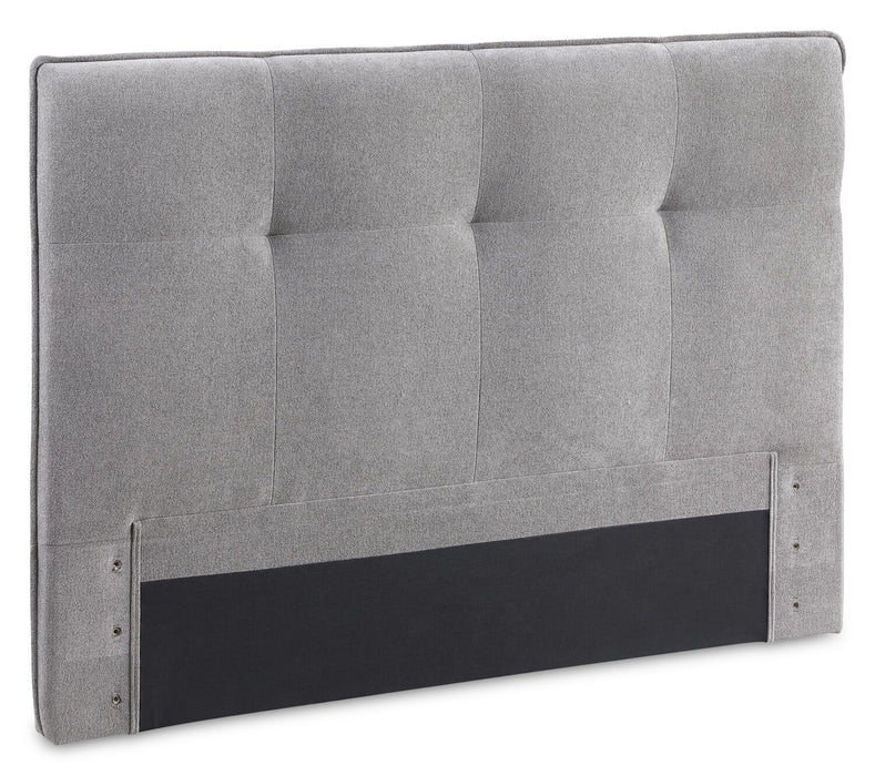 Amos Upholstered Platform Bed in Grey Fabric with Tufted Headboard - Full Size
