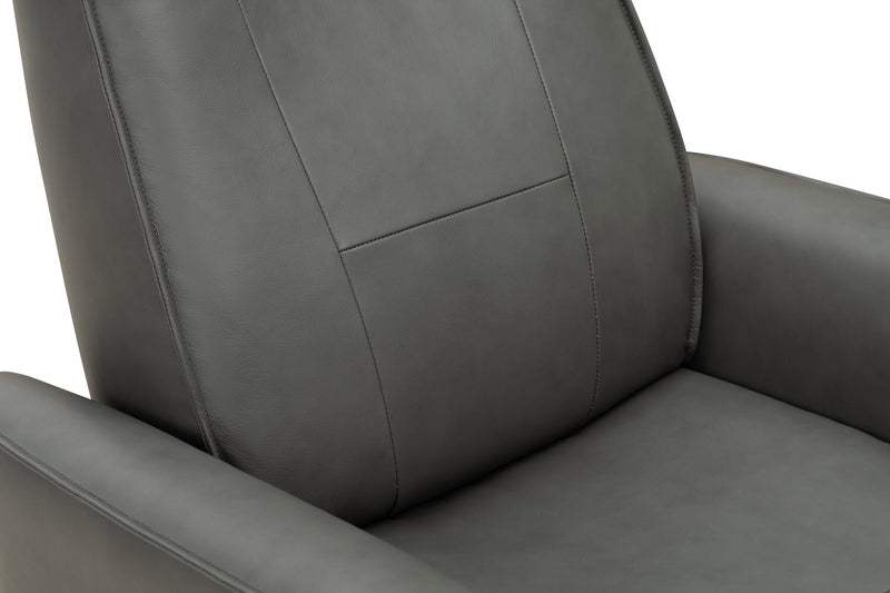 Serene 31\" Genuine Leather Power Reclining Massage Chair with Power Headrest and Heated Seat - Grey