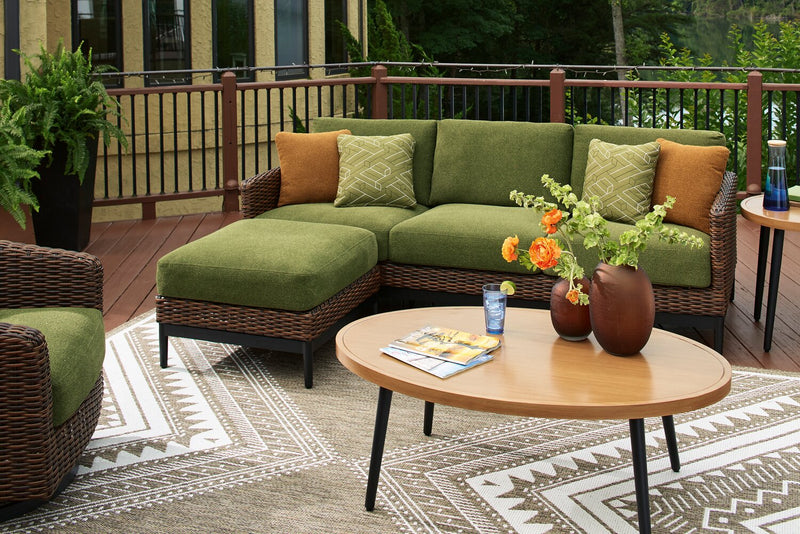 Tofino Outdoor Patio Sofa - Resin Wicker, UV & Weather Resistant - Green/Brown/Black
