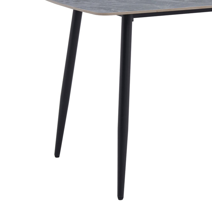 Arlo Dining Table with Sintered Stone Top, 55\"W, Metal - Grey/Black