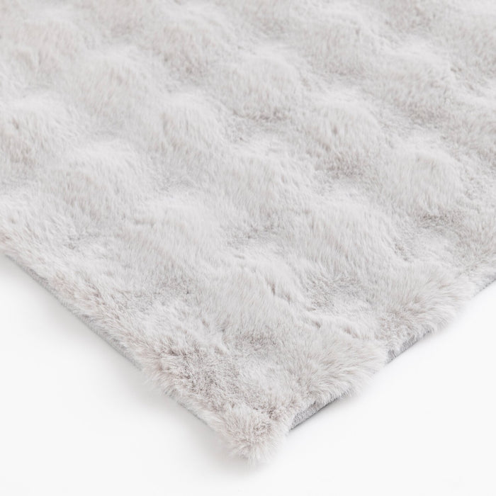 Dream Step Memory Foam Bubble Light Grey Faux Fur Area Rug - 5' x 7'