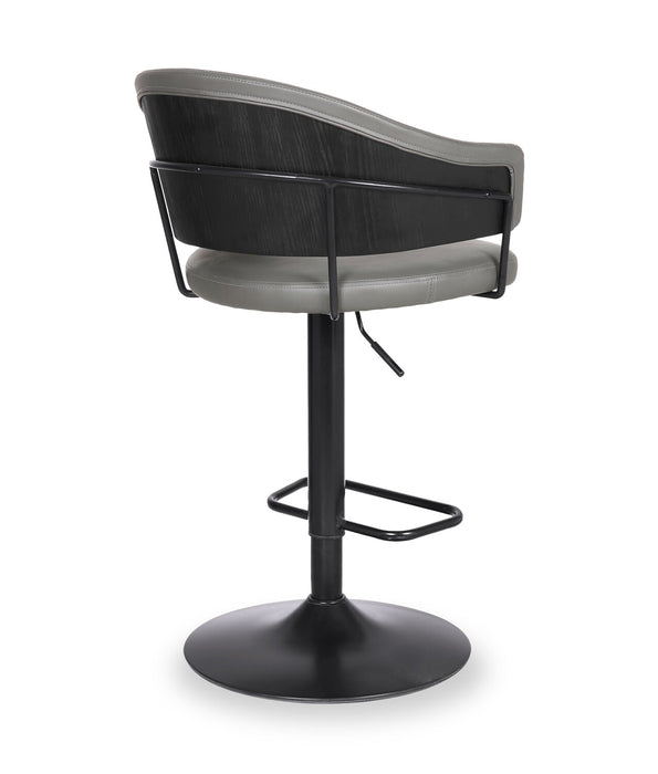 Odin Barstool with Swivel & Adjustable Seat, Vegan Leather Fabric, 24.5-32.5\"H, Metal - Grey