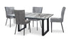 Ezra 5pc Dining Package with 63-79"W Extension Table & 4 Chairs - Faux White Marble & Grey | Ensemble de salle à manger Ezra 5 pièces avec table qui s’allonge de 63 po à 79 po (L) et 4 chaises - imitation de marbre blanc et gris