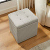 Yukon 17" Square Storage Fabric Ottoman - Grey Striped | Pouf de rangement carré Yukon de 17 po en tissu - rayé gris