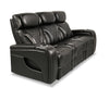 Elite 86" Genuine Leather Massage Power Reclining Sofa with Power Headrests and Storage Arms - Black | Sofa de massage à inclinaison électrique Elite de 86 po en cuir véritable avec appuie-têtes électriques et accoudoirs de rangement - noir