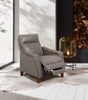 Natalie 32.5" Top-Grain Genuine Leather Pushback Reclining Chair with Wood Legs - Grey | Fauteuil à inclinaison par poussée Natalie de 32,5 po en cuir véritable de qualité supérieure avec pattes en bois - gris