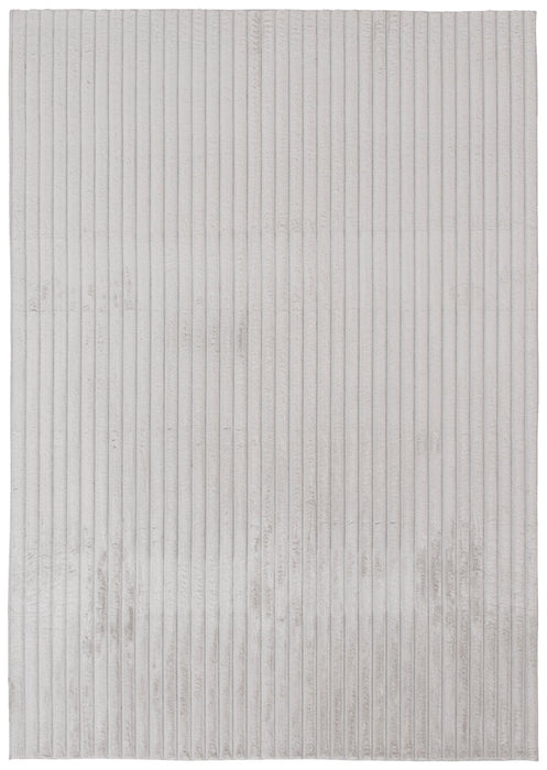 Dream Step Memory Foam Channel Light Grey Faux Fur Area Rug - 7' x 10'