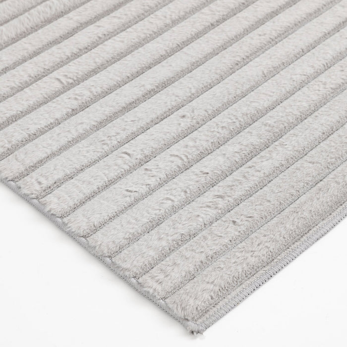 Dream Step Memory Foam Channel Light Grey Faux Fur Area Rug - 7' x 10'