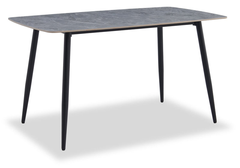 Arlo Dining Table with Sintered Stone Top, 55\"W, Metal - Grey/Black