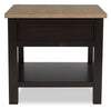 Wells 24" Solid Wood End Table with Storage and Shelf - Two Tone Brown | Table de bout Wells de 24 po en bois massif avec rangement et tablette - deux teintes de brun