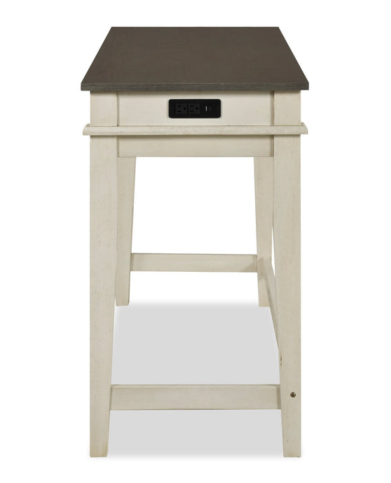Nyles 60\" Contemporary Dining Table with 3 Counter-Height Stools and USB Ports- Buttermilk