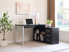 Owen 55" Reversible Corner Office Desk with 4-Drawers & Cubbies – Black | Bureau en coin réversible Owen de 55 po avec 4 tiroirs et compartiments - noir
