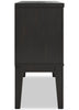 Shaw Dining Server with Storage & Built-In Wine Rack, Cane-Look Details, 56"W - Black | Desserte de salle à manger Shaw de 56 po (L) avec rangement, support à vin intégré et détails à apparence de canne - noire