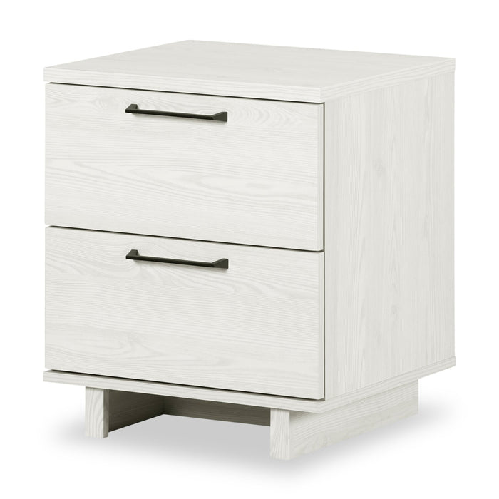Everley Bedside  2-Drawer Nightstand with USB Port, 19.5\"W - White