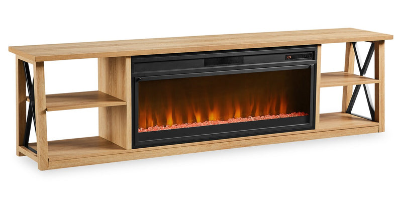 Wendel 80\" Electric Fireplace Tv Stand with Storage for TVs up to 85\" – Natural Oak 