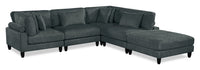Lounge 5-Piece Chenille Modular Sectional with Ottoman – Grey 