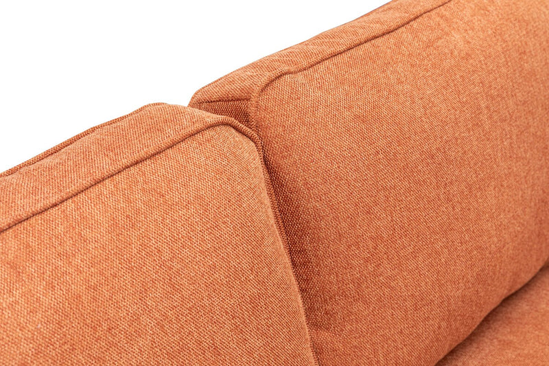 Kort & Co. Kassia 2-Piece Linen-Look Fabric Sectional with Wood Base and Legs - Orange