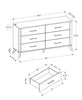 Blake Bedroom 6-Drawer Dresser, 60"W x 32"H - Grey & Black | Commode de chambre à coucher Blake de 60 po (L) x 32 po (H) à 6 tiroirs - grise et noire