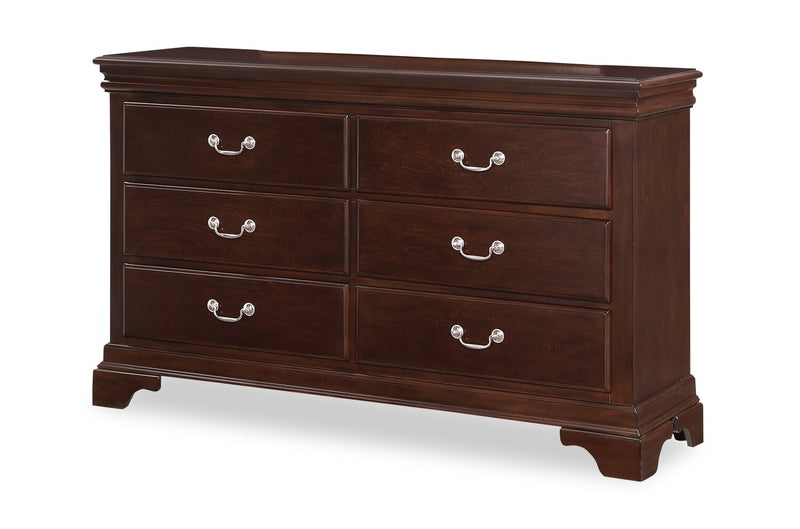 Marco Bedroom 6-Drawer Dresser, 58\"W x 35\"H - Cherry Brown