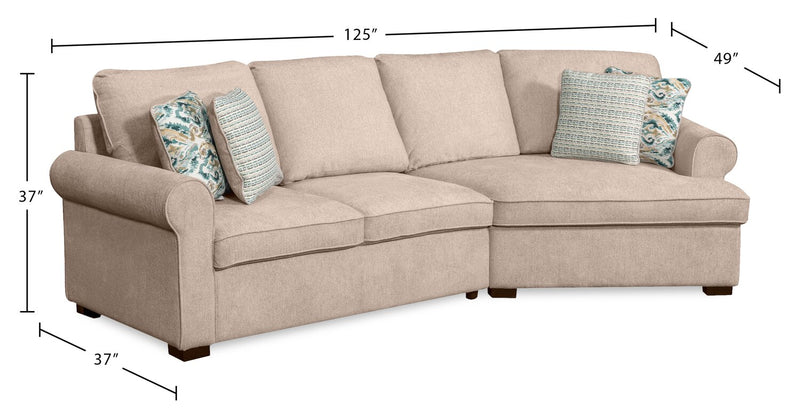 Scott Living Haven 2-Piece Right-Facing Chenille Fabric Cuddler Sectional - Taupe