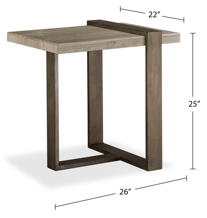 Cyprus 26” Modern End Table - Beige/Bronze
