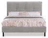 Amos Upholstered Platform Bed in Grey Fabric with Tufted Headboard - Full Size | Lit plateforme Amos rembourré en tissu gris avec tête de lit capitonnée - format lit double
