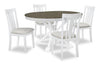 Brook 5pc Dining Set with Table & 4 Chairs, 42-54"W Extension, Round - White/Brown | Ensemble de salle à manger Brook 5 pièces avec table ronde, rallonge de 42 po à 54 po (L) et 4 chaises - blanc et brun