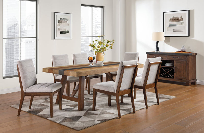 Boden Dining Chair with Polyester Fabric  - Beige & Brown