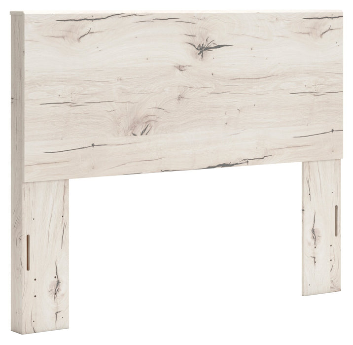 Derekson Panel Bed with Headboard & Frame, Rustic White - Queen Size