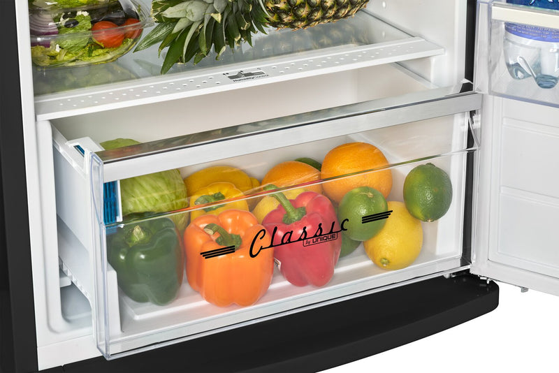 Unique Classic Retro 24\" 11 Cu Ft. Top Freezer Refrigerator – Matte Black - UNQ-310L MB TM