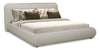 Luka Upholstered Platform Bed in Taupe Vegan-Leather Fabric, Modern - King Size | Lit plateforme rembourré moderne Luka en tissu de cuir végétalien taupe - format très grand lit
