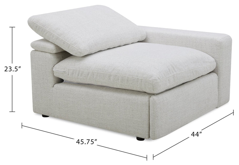Sky Modular 45.75\" Fabric Right-Facing Power Reclining Chair with Feather Down Cushions - Nathan Wheat