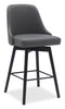 Nash Counter-Height Stool with Swivel Seat & Vegan Leather Fabric, 26.5"H, Wood & Metal - Charcoal | Tabouret 26.5 po Nash de hauteur comptoir en tissu de cuir végétalien, bois et en métal avec siège pivotant - anthracite
