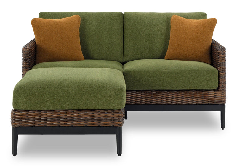 Tofino Outdoor Patio Loveseat - Resin Wicker, UV & Weather Resistant - Green/Brown/Black