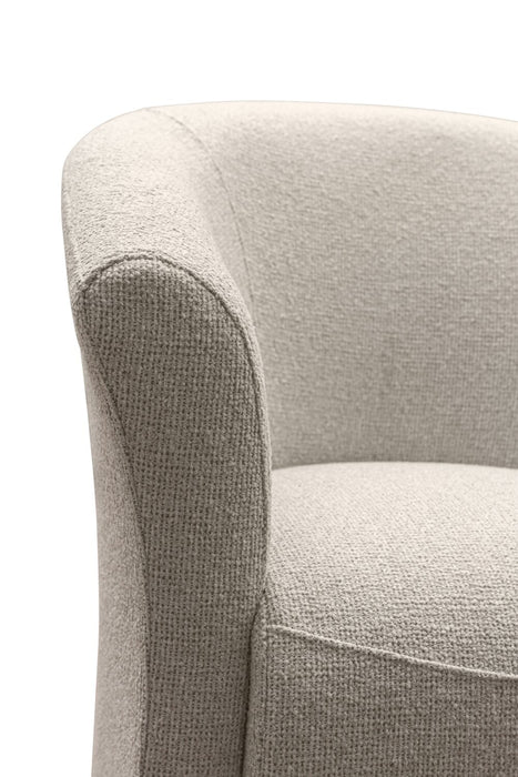 Ethan 31\" Linen-Look Fabric Tub-Style Accent Chair with Wood Legs – Linen 