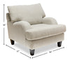 Made in Canada Nofia 36" Chenille Fabric Chair with Wood Legs - Linen Beige | Fauteuil Nofia de 36 po fabriqué au Canada en tissu de chenille avec pattes en bois - beige lin