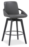 Apex Counter-Height Stool with Swivel Seat & Vegan Leather Fabric, 27\"H, Wood & Metal - Grey