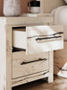 Derekson Bedside 2-Drawer Nightstand with USB Ports, 21.7"W x 24.3"H - Rustic White | Table de nuit Derekson de 21,7 po (L) x 24,3 po (H) à 2 tiroirs avec ports USB - blanc rustique