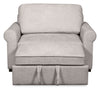 Scott Living Haven 55" Chenille Fabric Sleeper Chair with Wood Legs - Grey |  Fauteuil-lit convertible Haven de Scott Living de 55 po en tissu de chenille avec pattes en bois - grise